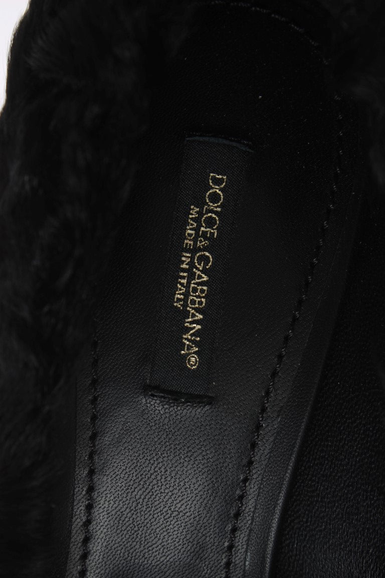 Black Xiangao Lamb Fur Leather Pumps