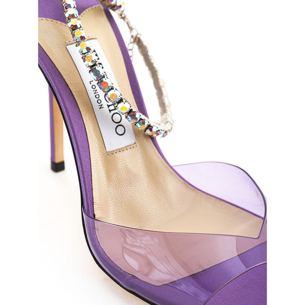 Purple Satin Stiletto Heel Sandals