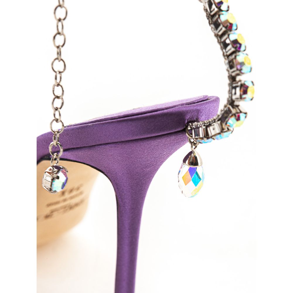Purple Satin Stiletto Heel Sandals