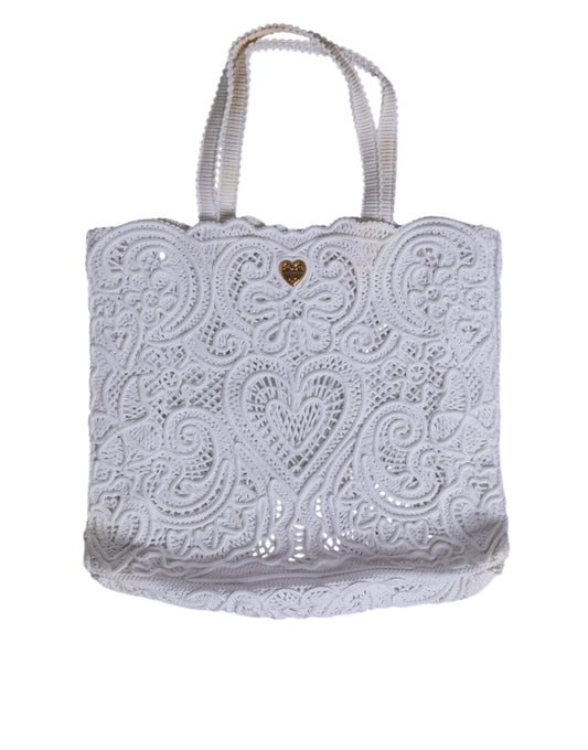 White Cordonetto Lace Beatrice Tote Shopping Bag