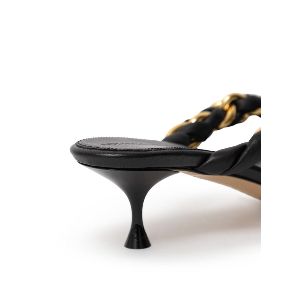 Black Leather Flip-Flop Sandal
