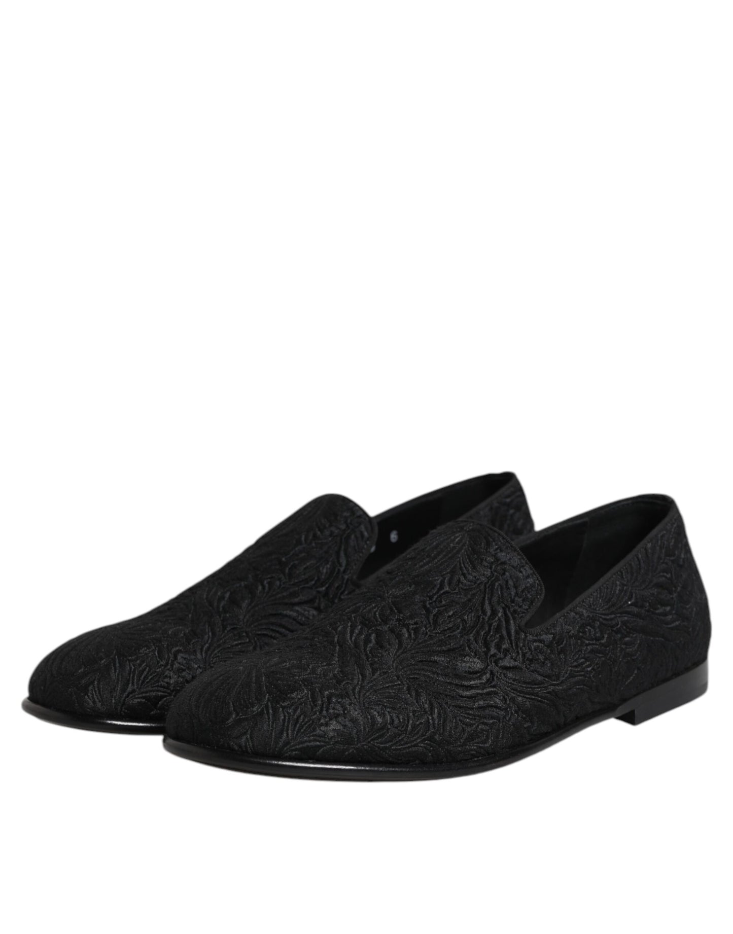 Black Jacquard Slip On Loafers Formal Shoes