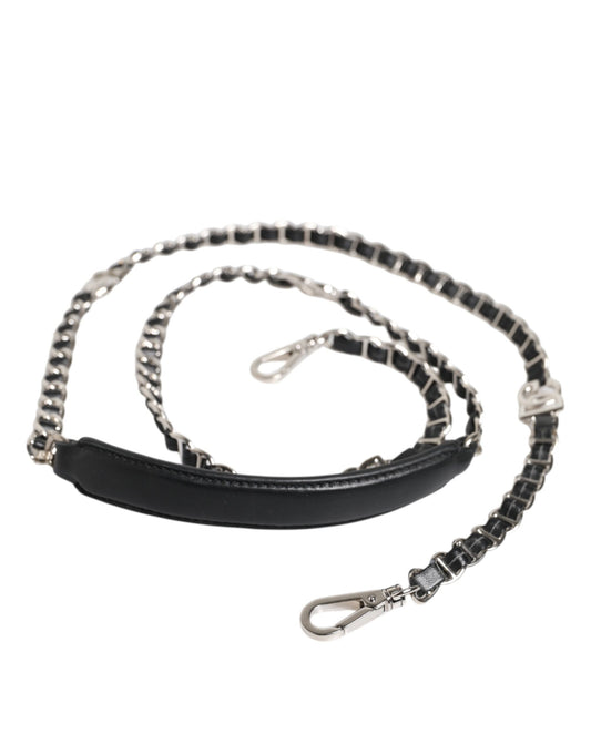 Black Leather DG Logo Chain Bag Shoulder Strap