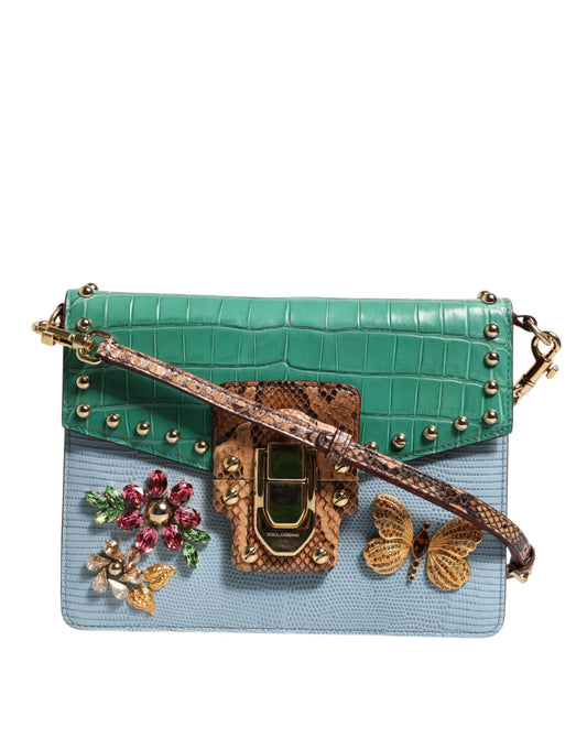 Blue Green LUCIA Embellished Crossbody Bag