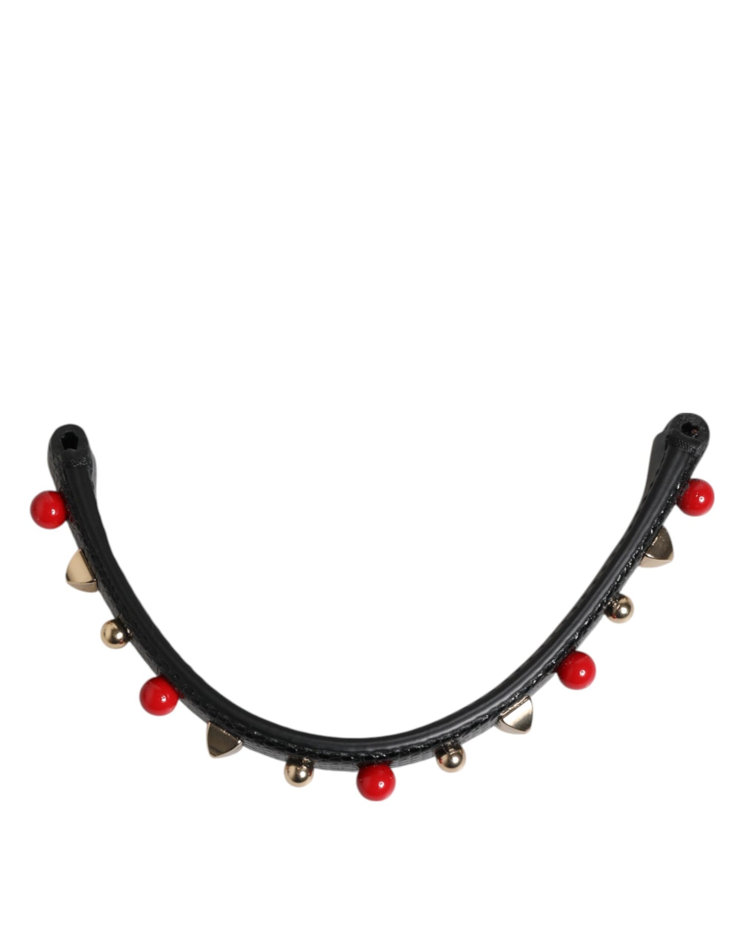 Black Embellished Leather Bag Handle Women Shoulder Strap