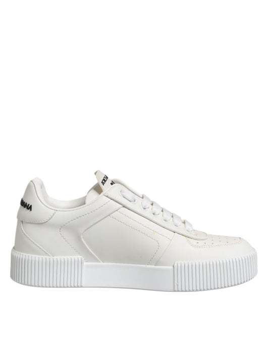 White Miami Leather Low Top Sneakers Shoes