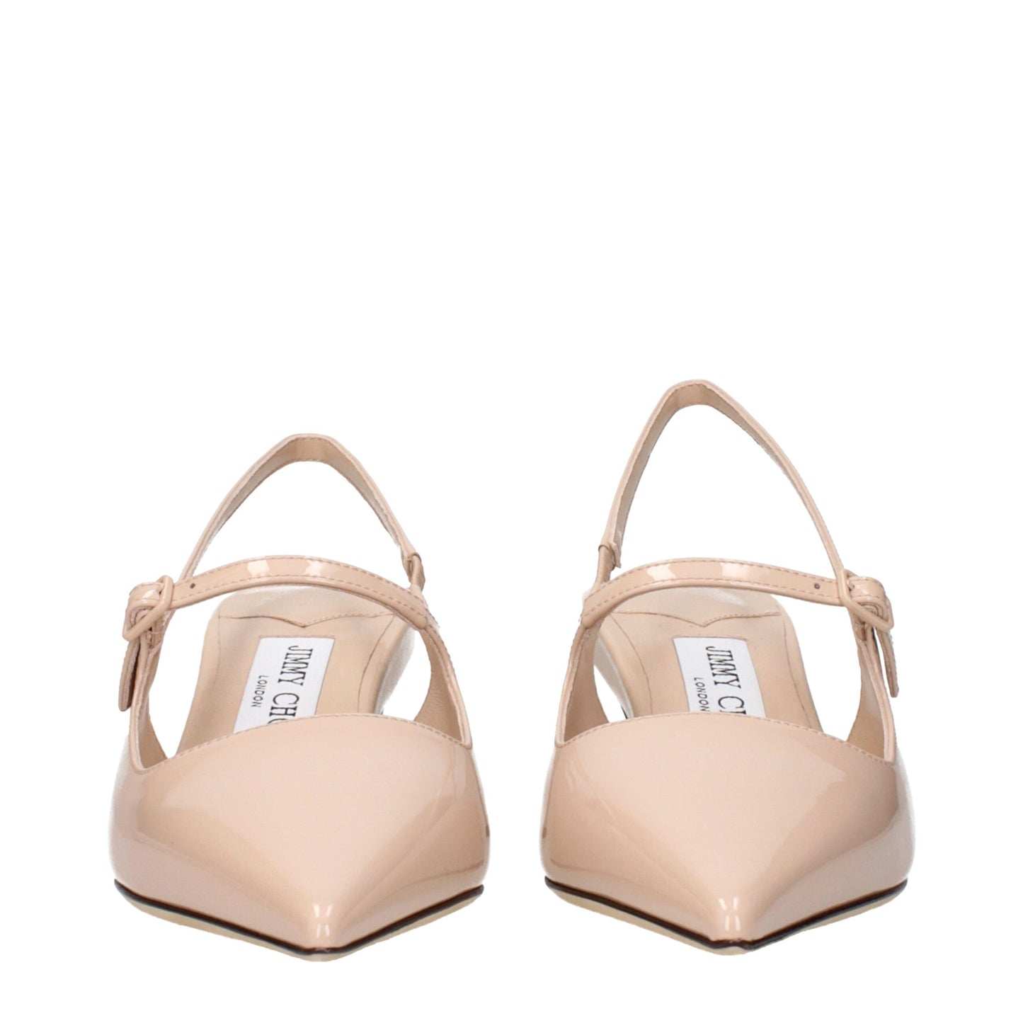 Pink Leather Mid Heel Pumps