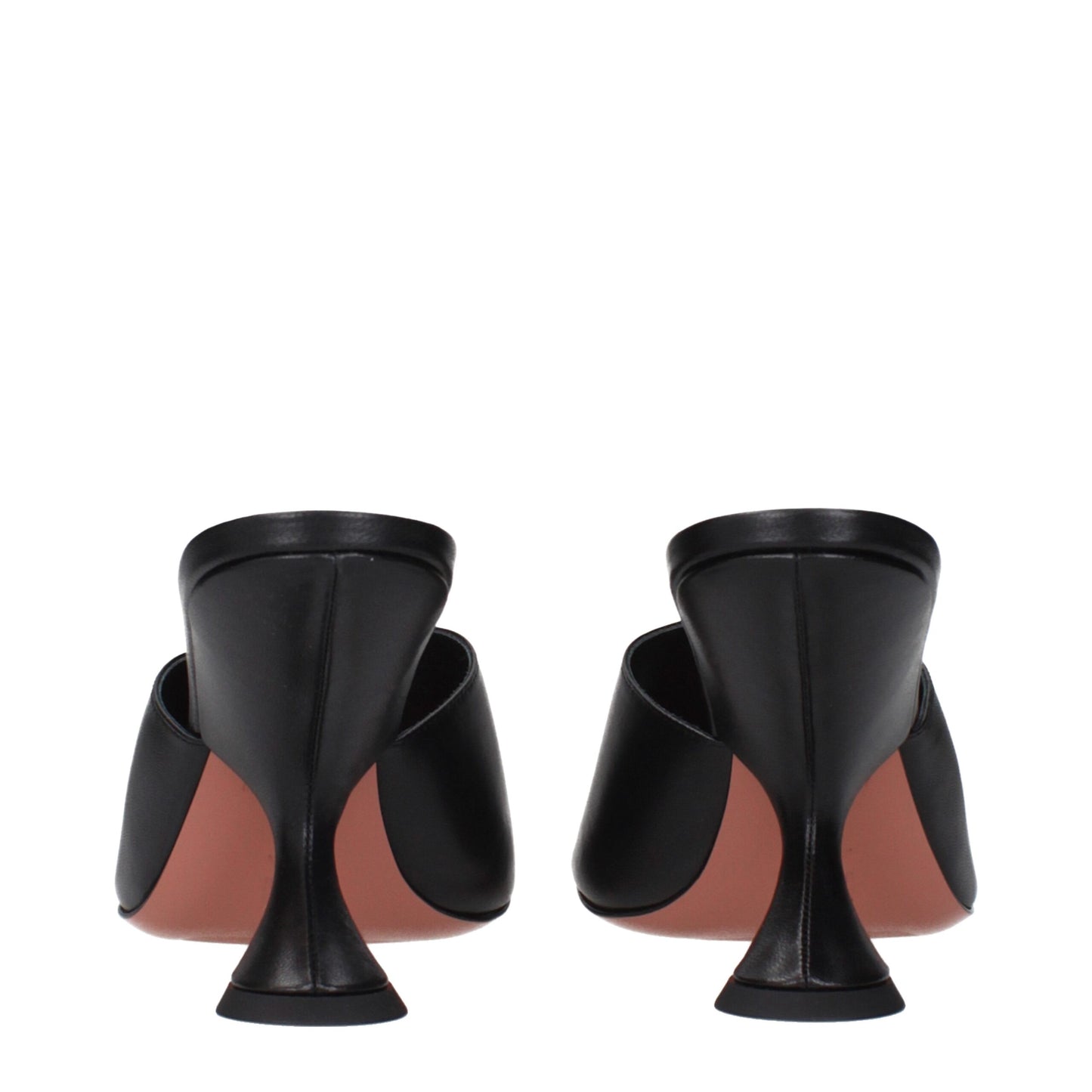 Black Leather Stiletto Heel Sandals