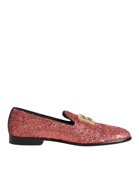 Pink Sequined Loafers Formal Dress Men Shoes
