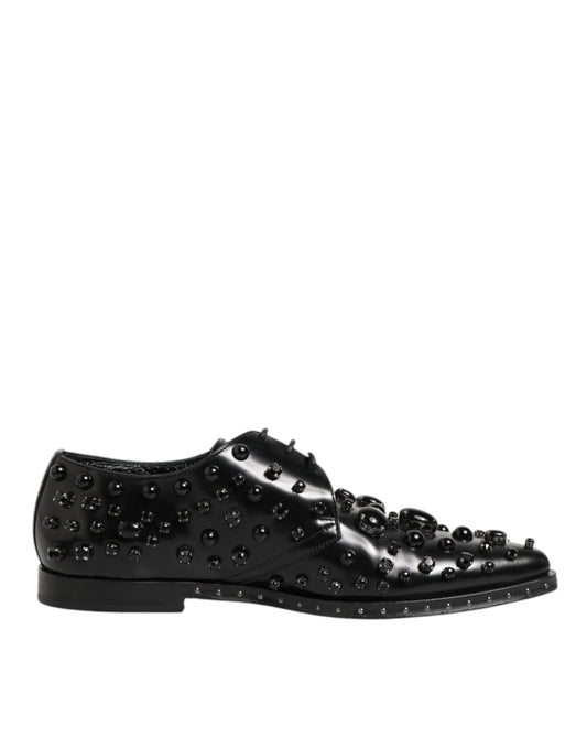 Black Crystal Embellished Formal Derby Shoes