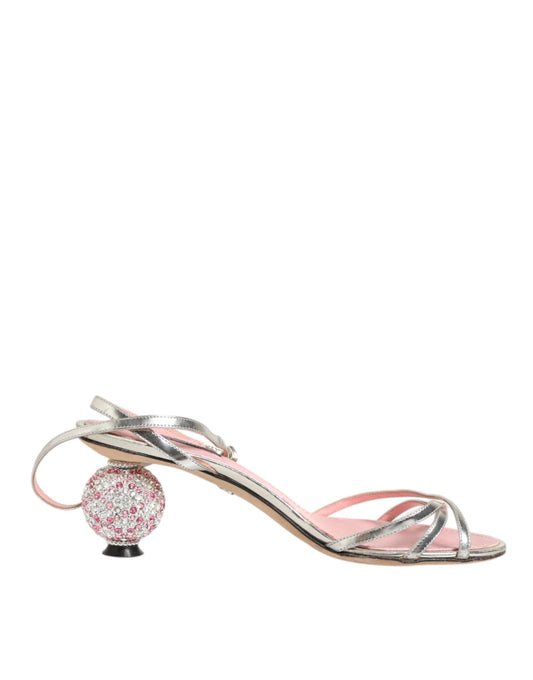 Pink Embellished Leather Ball-Heel Sandals  Shoes