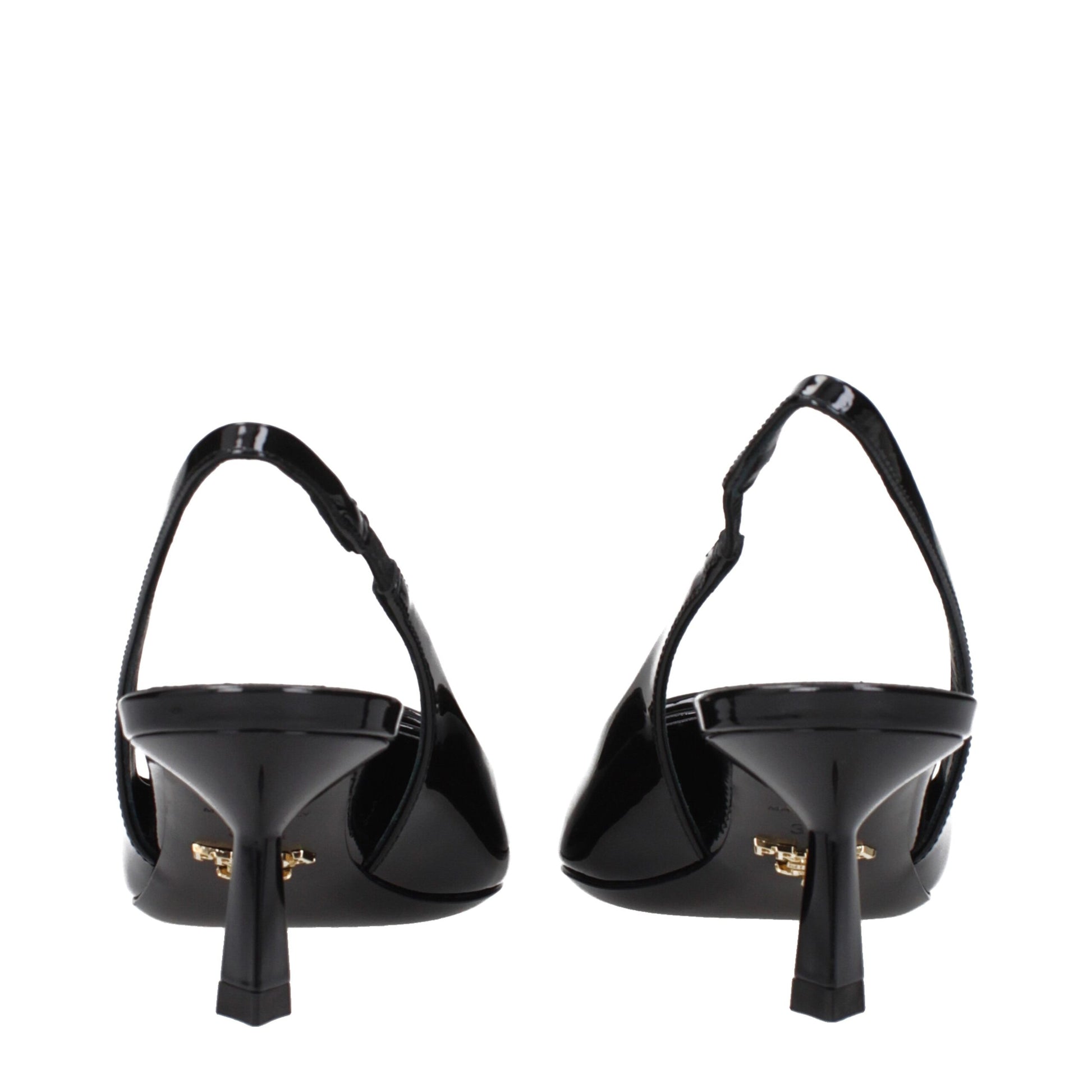 Black Leather Mid Heel Pumps