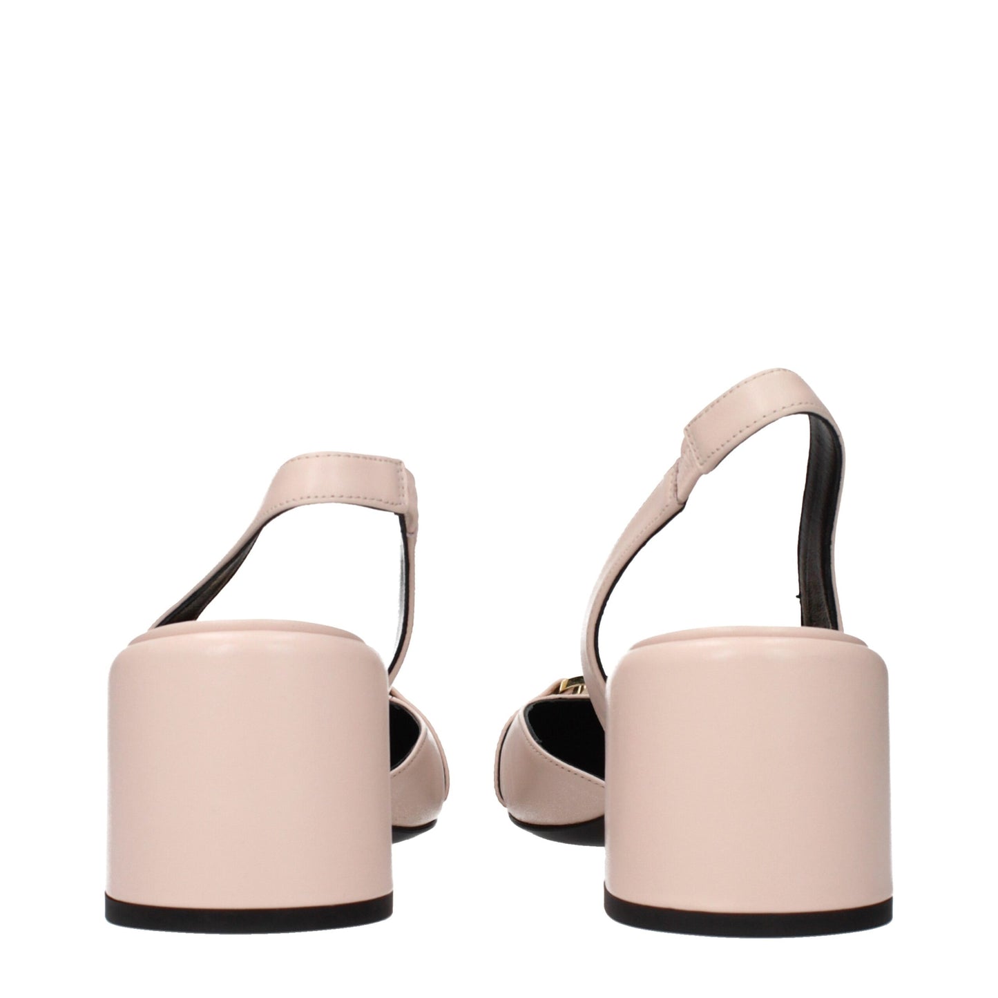 Pink Leather Mid Heel Pumps