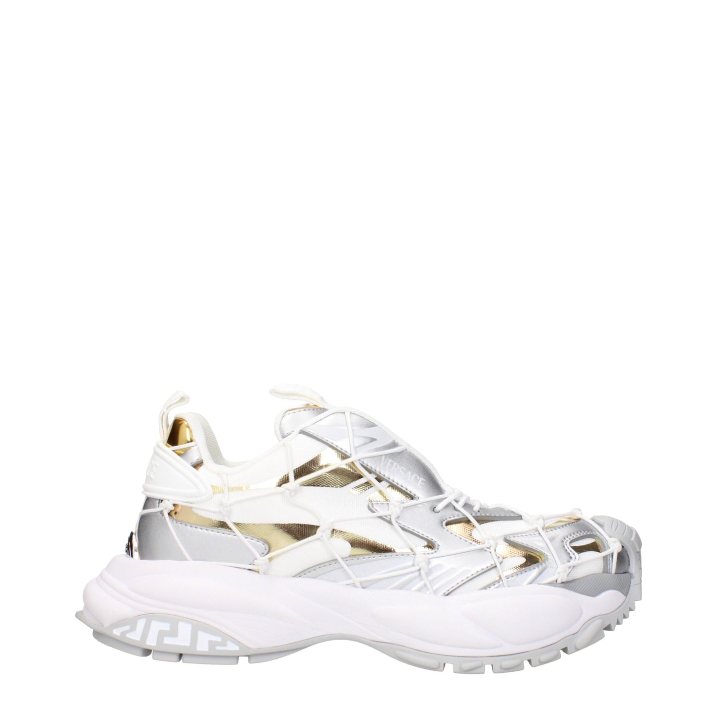 White Fabric Chunky Sneakers