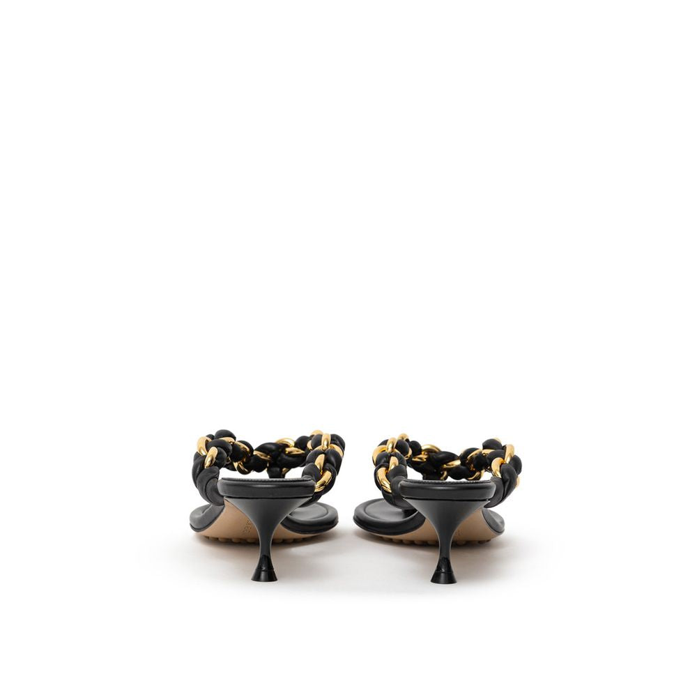 Black Leather Flip-Flop Sandal