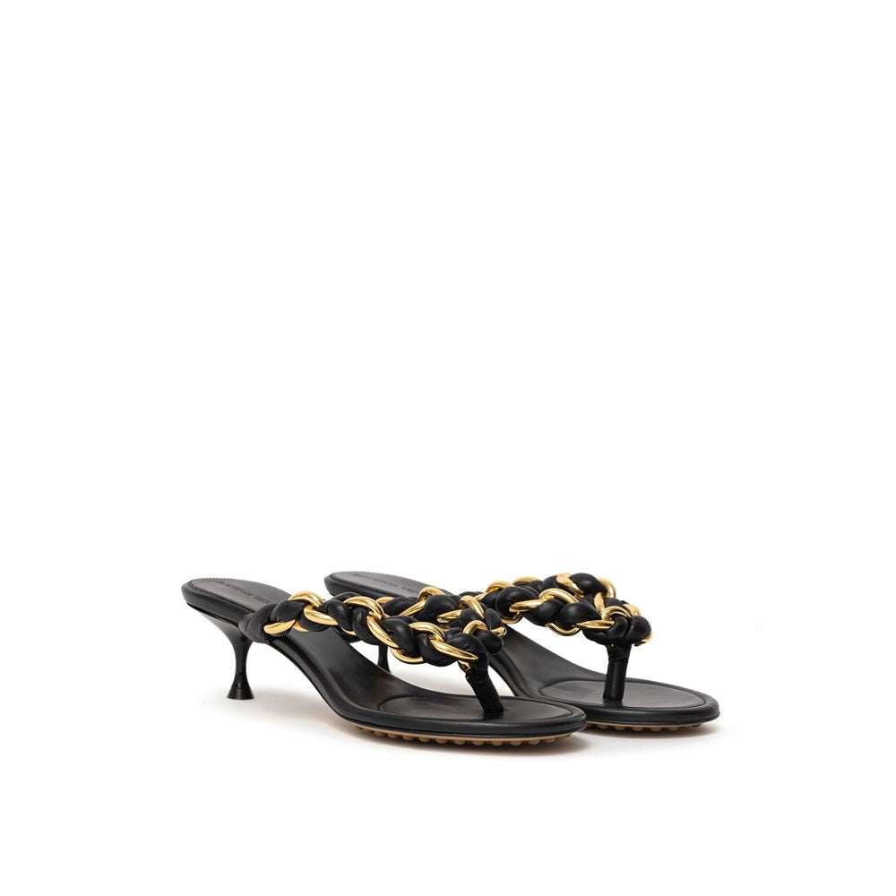 Black Leather Flip-Flop Sandal