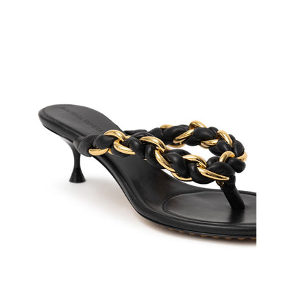 Black Leather Flip-Flop Sandal