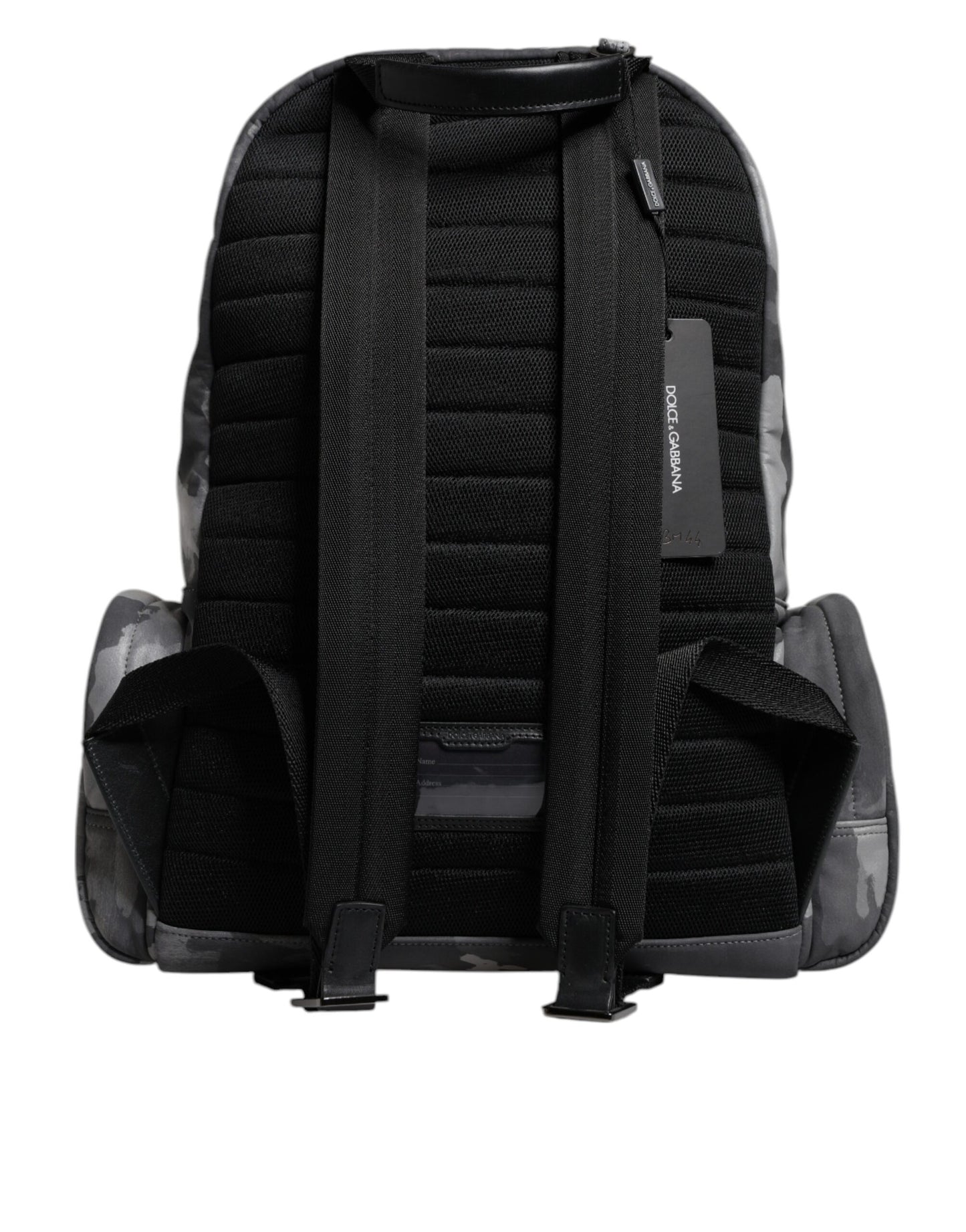 Gray Cotton Camouflage Logo Plaque Backpack Bag