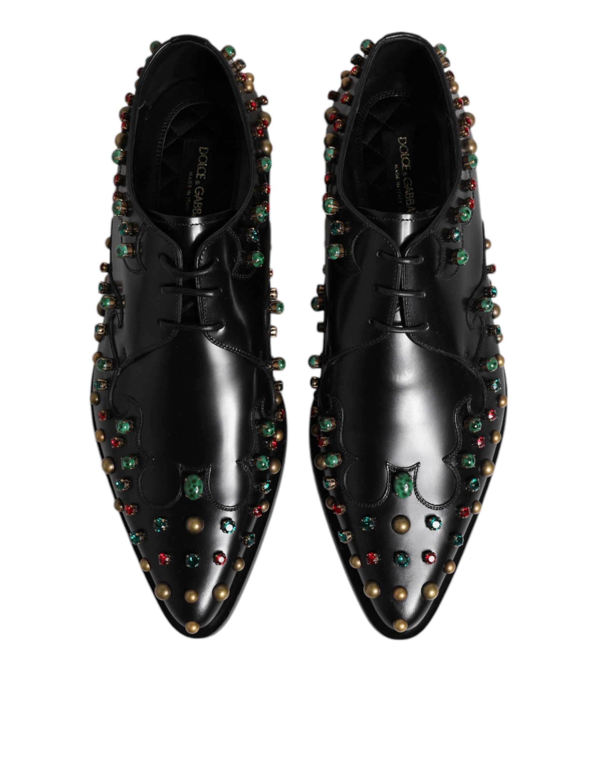 Black Leather Derby Dress Studded Shoes