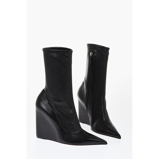 Wedge Heeled DANIELLE Leather Booties 10cm
