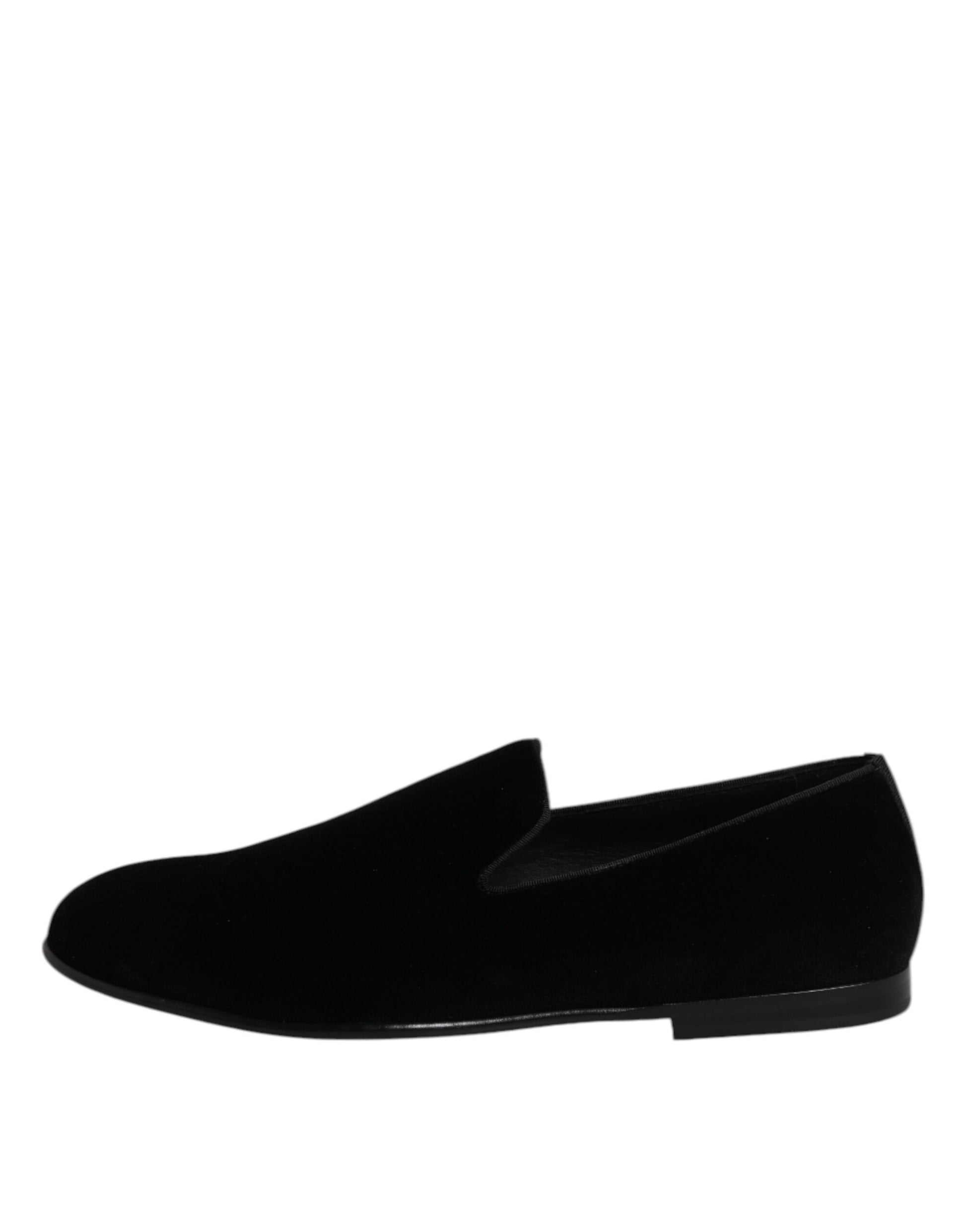 Black Velvet Slip On Loafers Formal Shoes