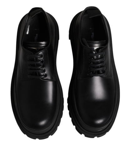 Black Leather Lace Up Derby Men Dress Shoes