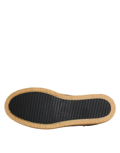 Brown White Calfskin Leather Loafers Shoes