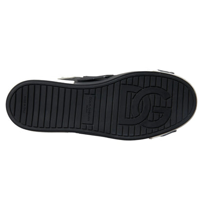 Black Leather Low Top Sneakers Portofino Shoes