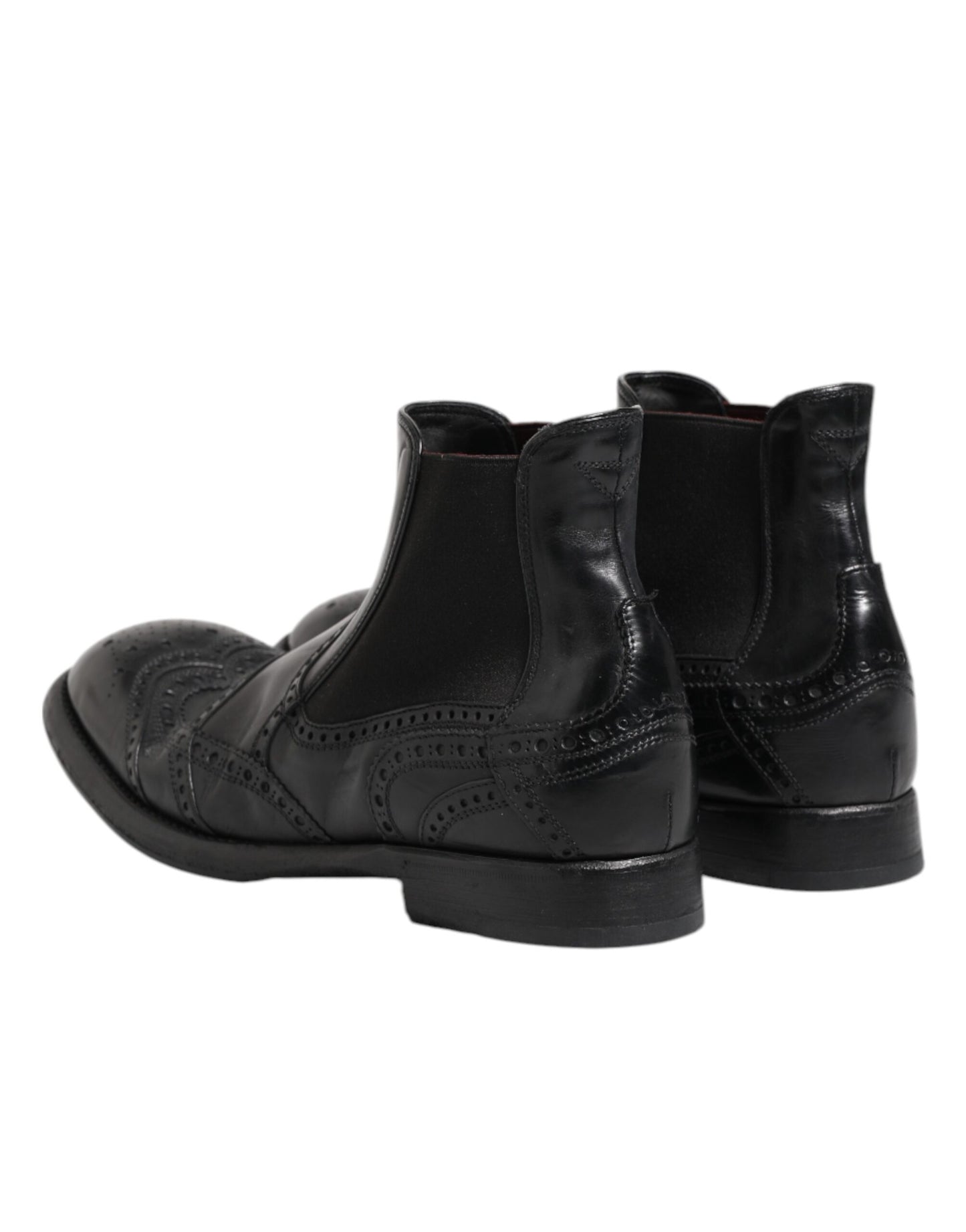 Black Leather Ankle Boots Slip On Shoes