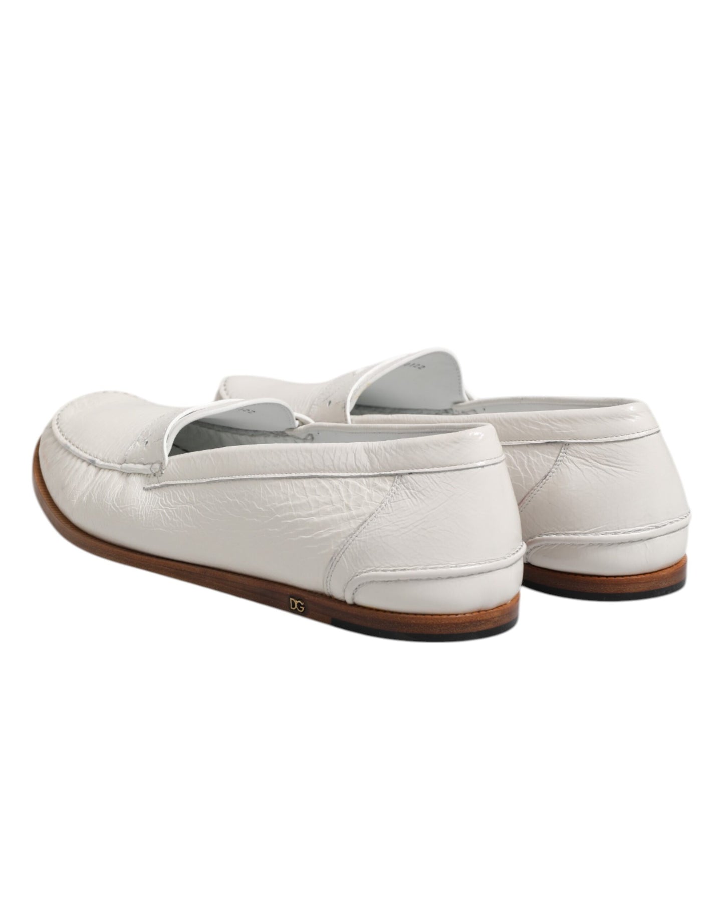 White Leather Loafers Moccasins Slip On Shoes