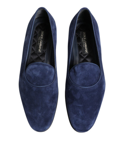 Blue Velvet DG Logo Loafers Formal Shoes