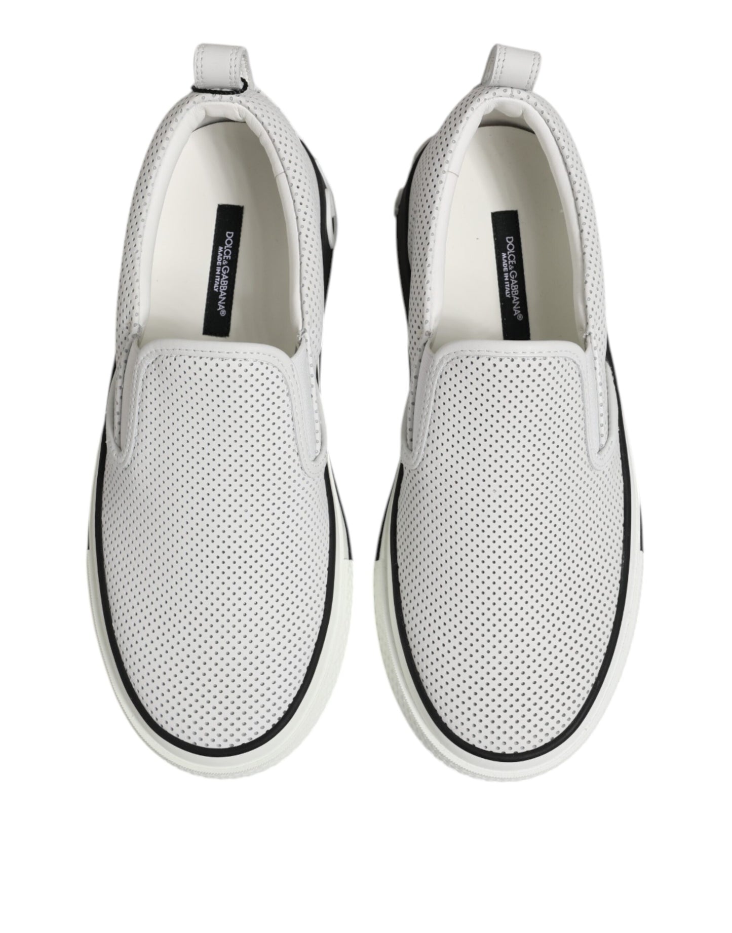 White Dotted Leather Slip On Men Sneakers Shoes