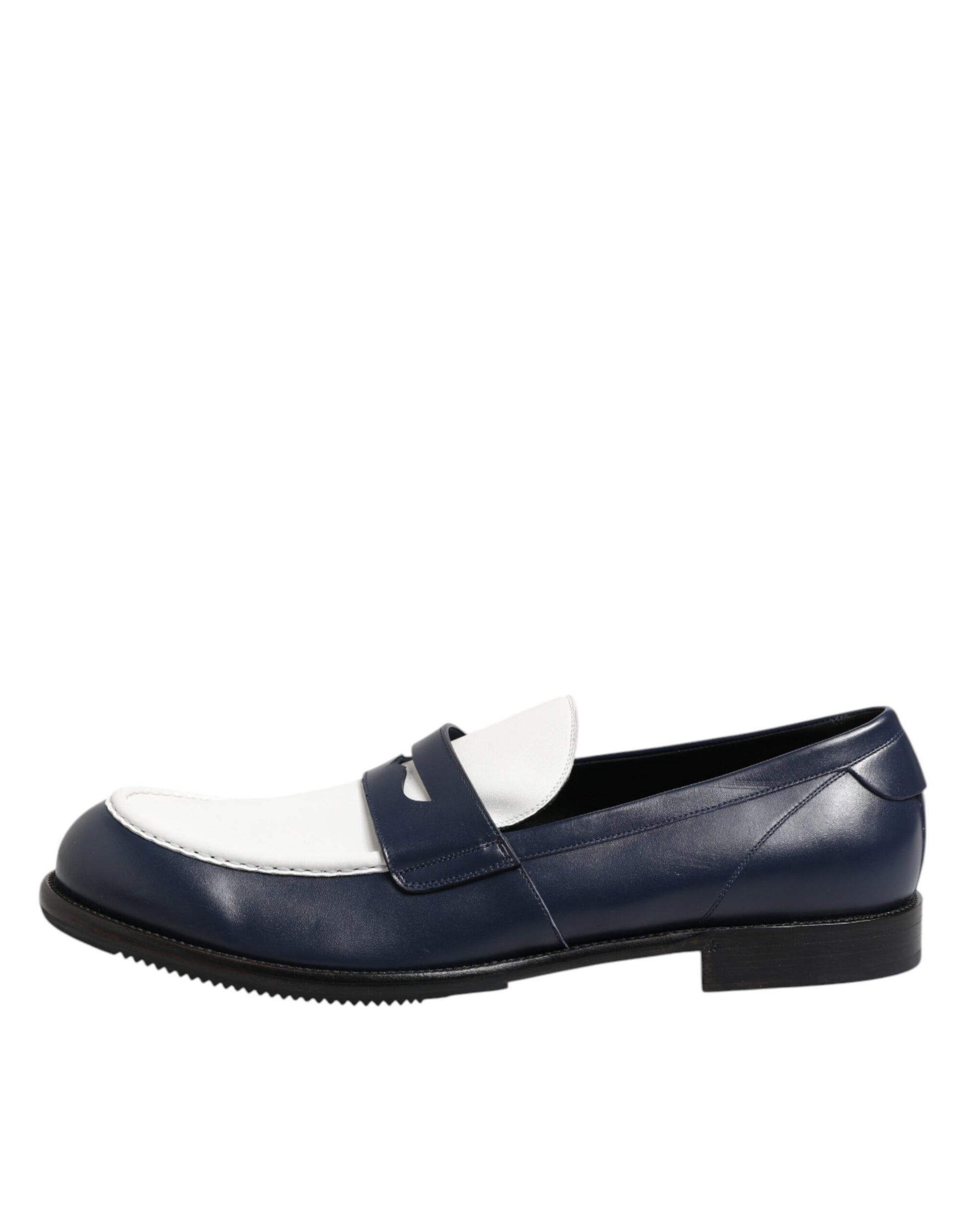 Black White Leather Slip On Loafers Men Dress Shoes