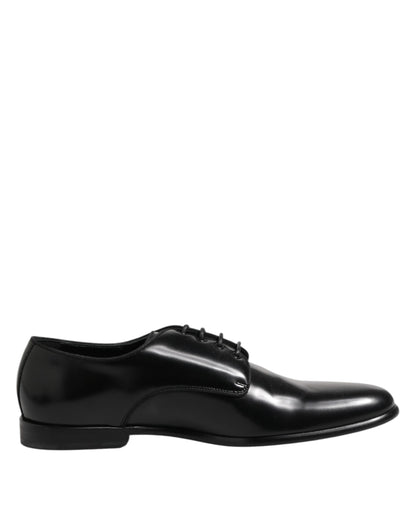 Black Leather Lace Up Derby Men Dress Shoes