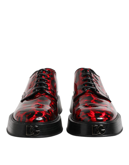Red Leopard Derby Formal Men Dress Shoes