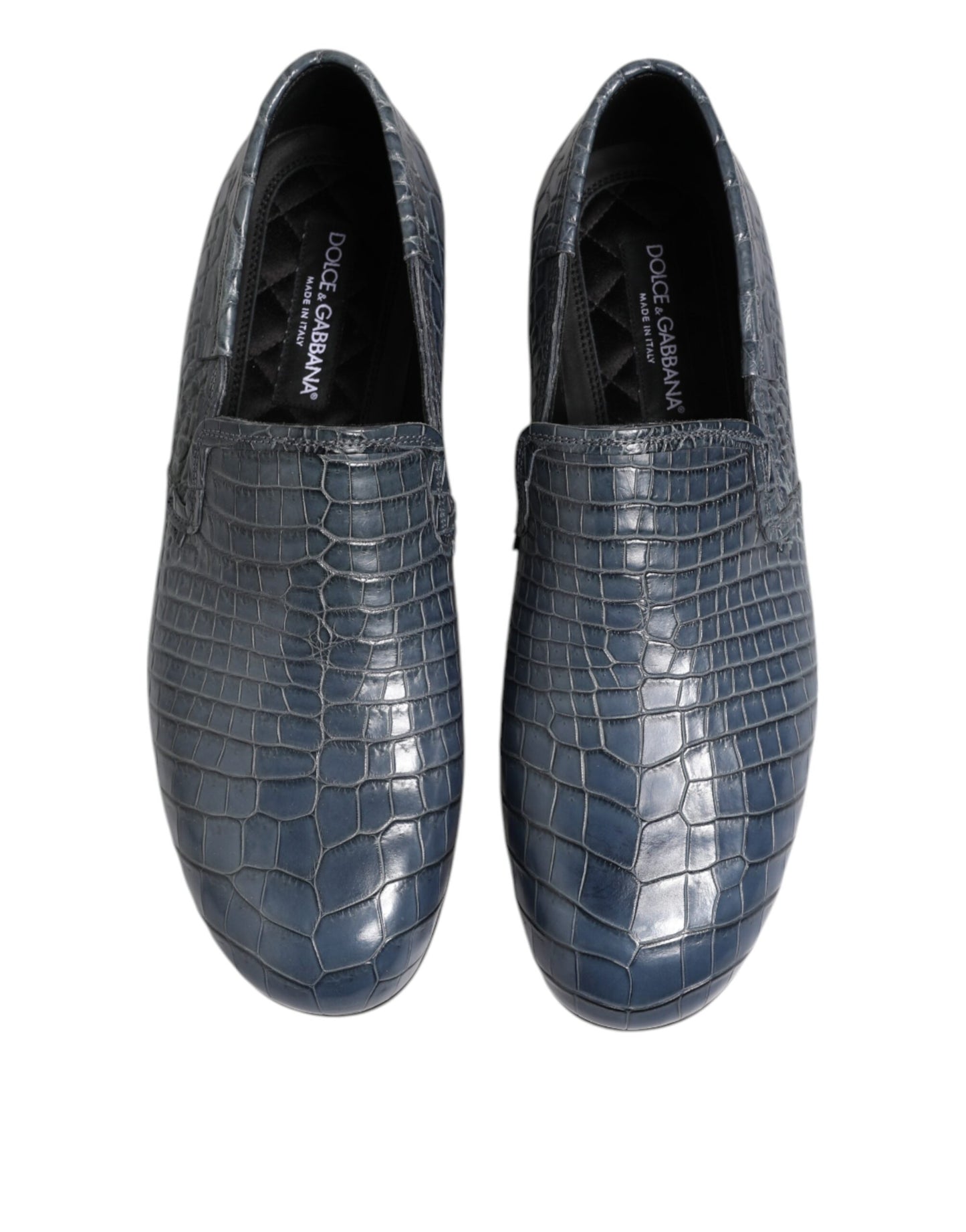 Blue Exotic Leather Slip On Loafers Men Dress Shoes