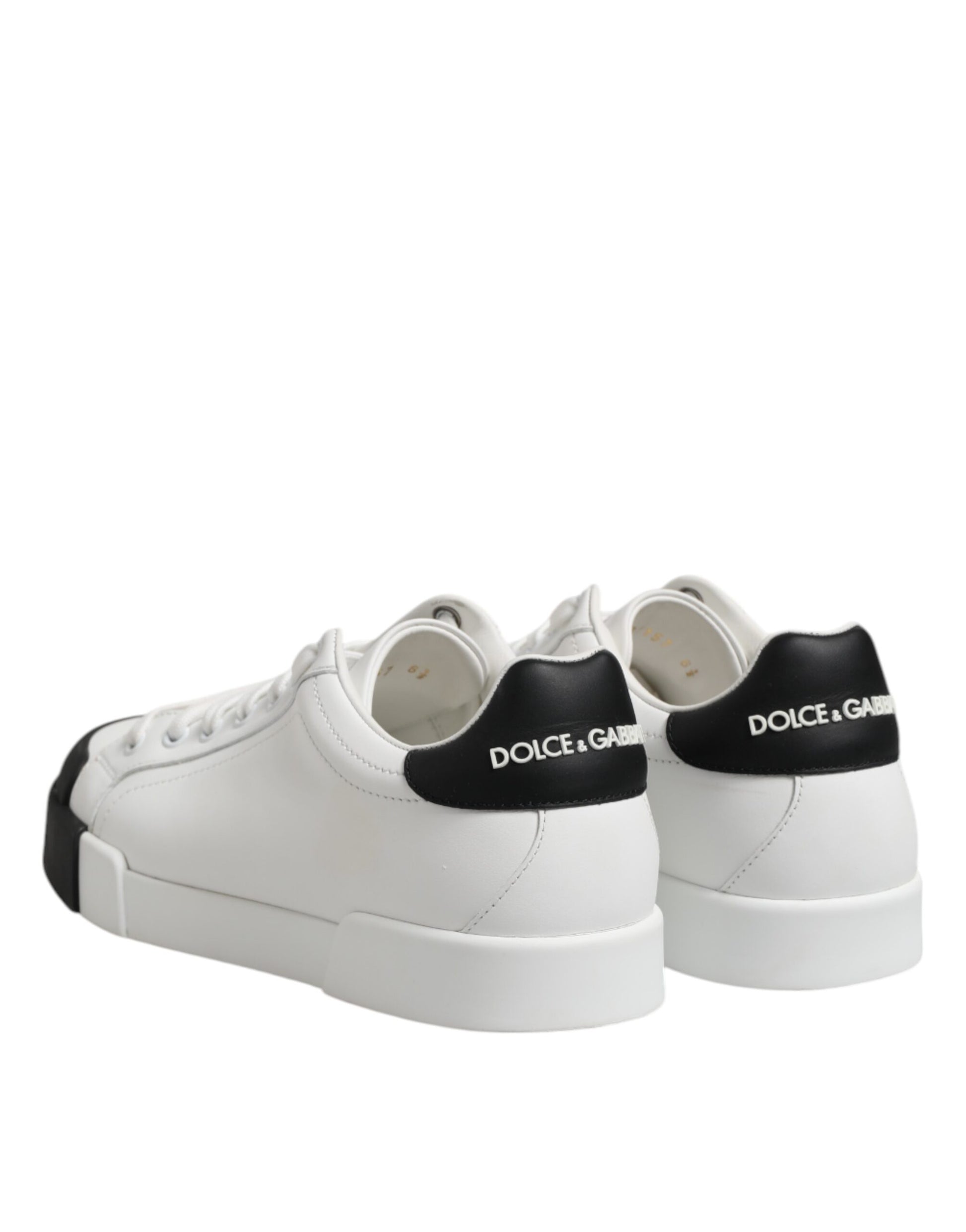White Black Logo Leather Lace Up Sneakers Shoes