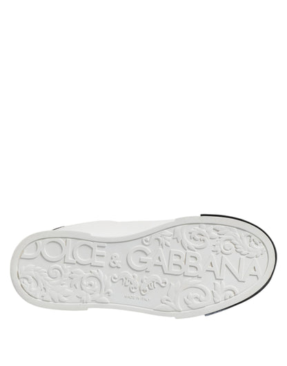 White Black Logo Leather Lace Up Sneakers Shoes