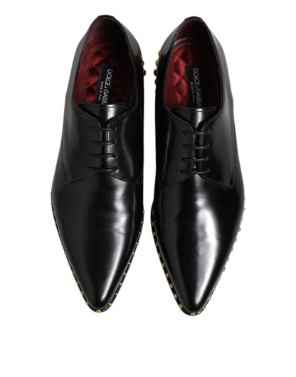 Black Leather Studded Derby Men Dress Shoes
