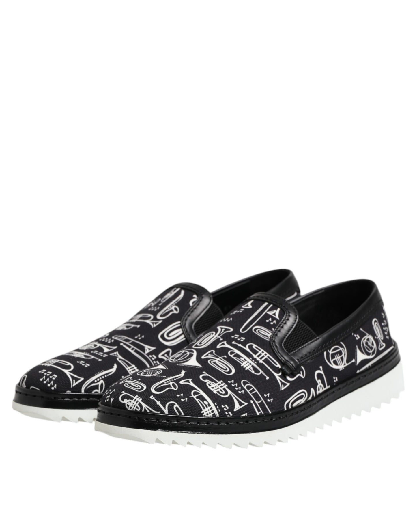 Black Slip On Printed Men Loafers Shoes