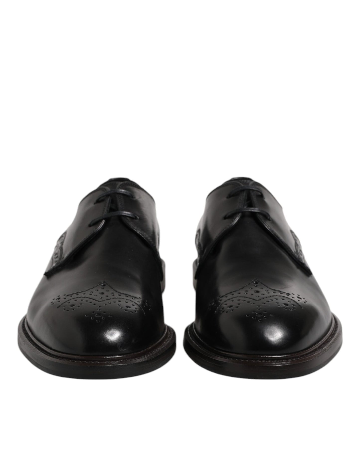 Black Leather Derby Wingtip Formal Shoes