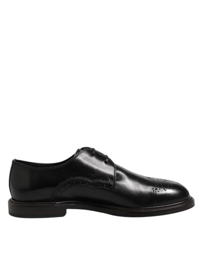 Black Leather Derby Wingtip Formal Shoes