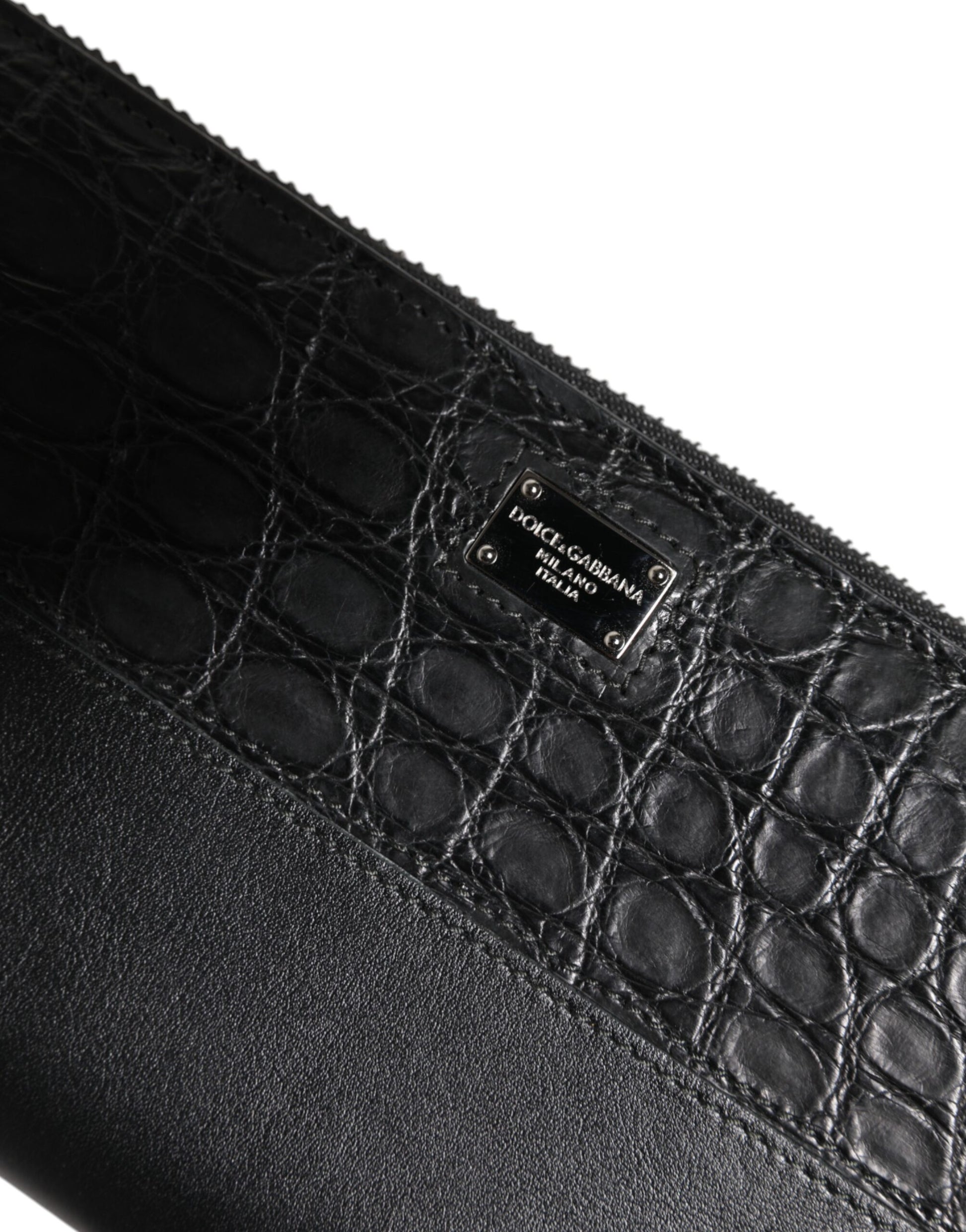 Black Leather Logo Plaque Zip Around Continental Wallet