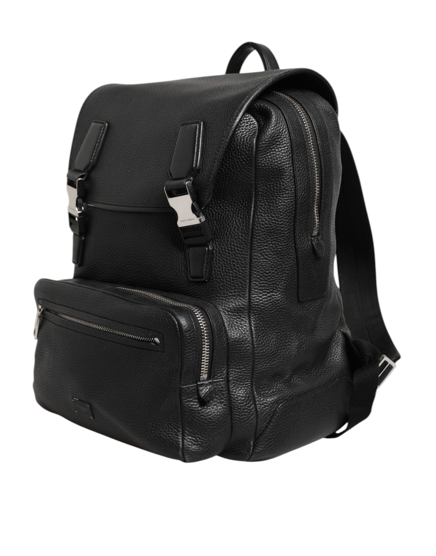 Black Palermo Backpack Hammered Calfskin Leather Bag