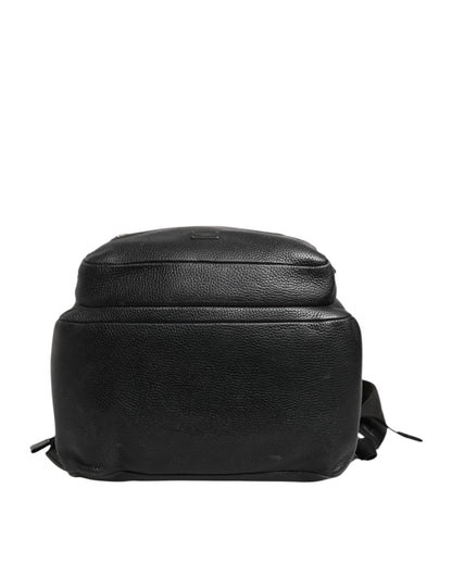 Black Palermo Backpack Hammered Calfskin Leather Bag