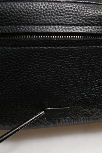 Black Palermo Backpack Hammered Calfskin Leather Bag