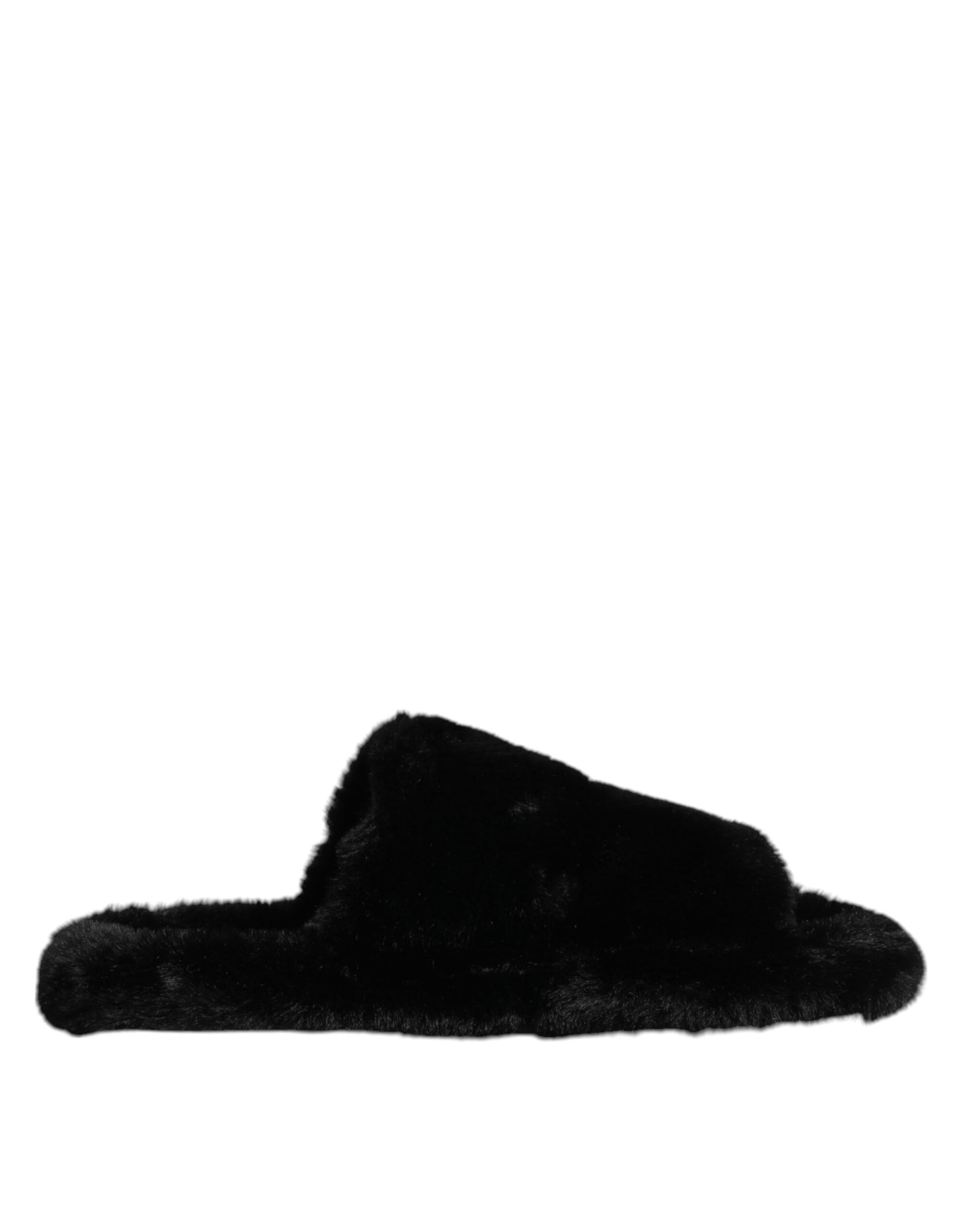 Black Polyester Velvet Slides Slipper Shoes