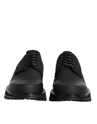 Black Leather Lace Up Trekking Dress Shoes