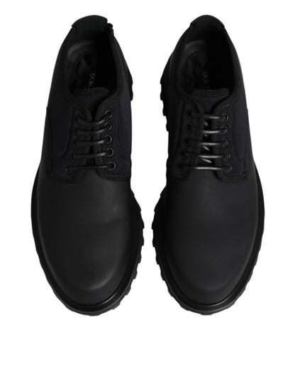 Black Leather Lace Up Trekking Dress Shoes