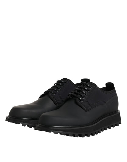 Black Leather Lace Up Trekking Dress Shoes